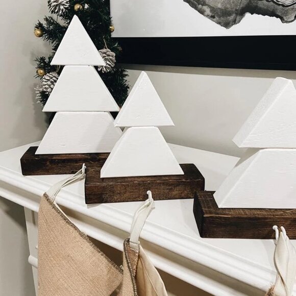 InsideStyleCo Handcrafted 4pc Rustic Tree Stocking Holders - Picture 1 of 14